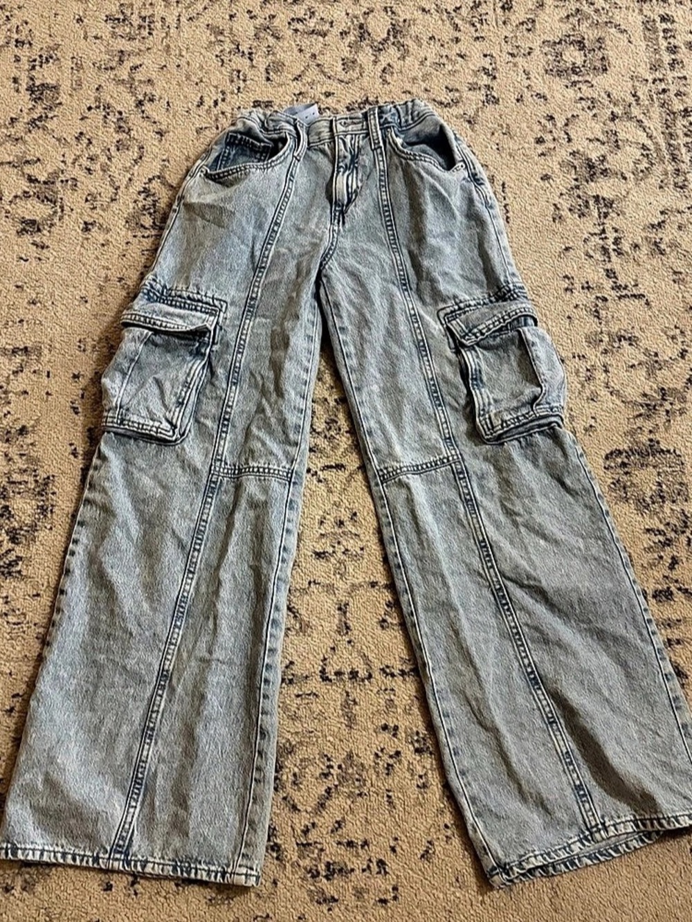 Old Navy Wide Leg Baggy Cargo Jeans girls Waist 16